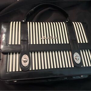 Large Black & White Striped Purse